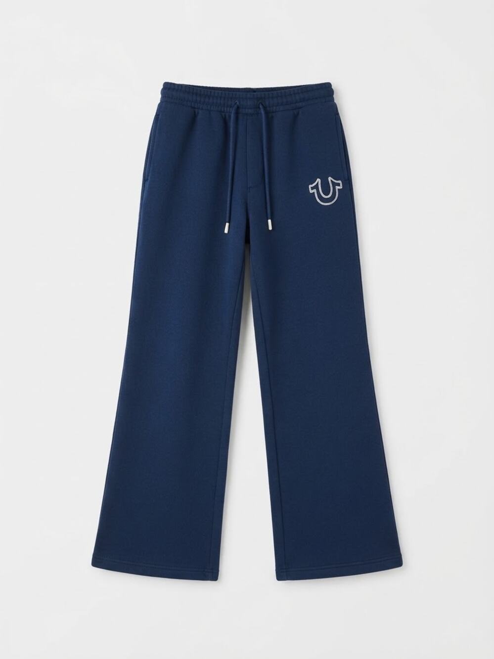 True Religion Navy Blue Drawstring Sweatpants Logo Embroidery XS Athleisure Chic